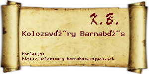 Kolozsváry Barnabás névjegykártya