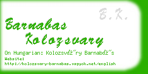 barnabas kolozsvary business card